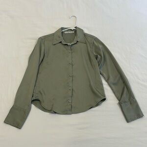 Abercrombie & Fitch Green Silky Long Sleeve Button Down Size XXS